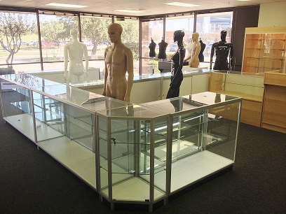 Display cases at TX STore Fixtures in Dallas
